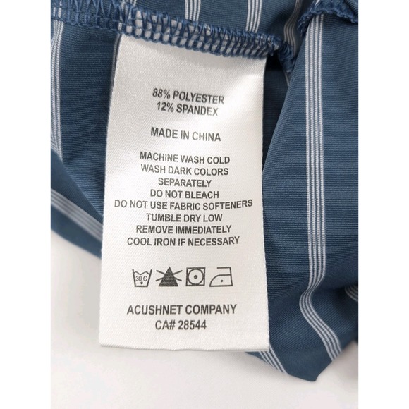 Titleist Footjoy Golf Shirt Mens Medium Polo Blue Stripe Performance Stretch - Picture 8 of 9